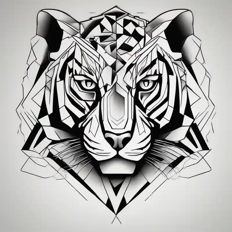 a full color cubist tiger tattoo drake tattoos – Blackwork, Noir et blanc